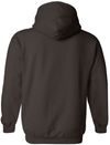 Am image of a Custom Gildan Heavy Blend Hooded Sweatshirt in Dark Chocolate!