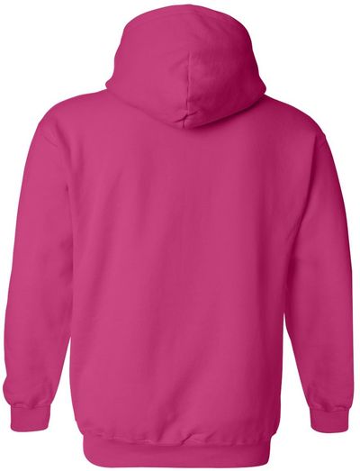 Am image of a Custom Gildan Heavy Blend Hooded Sweatshirt in Heliconia!