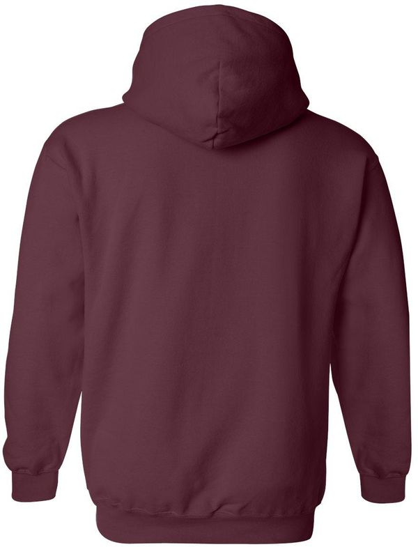 Am image of a Custom Gildan Heavy Blend Hooded Sweatshirt in Maroon!