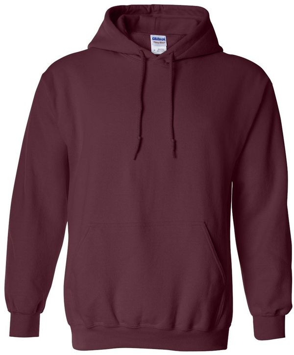 Am image of a Custom Gildan Heavy Blend Hooded Sweatshirt in Maroon!