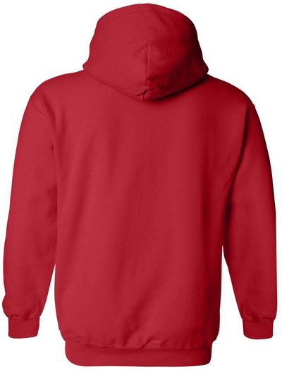 Am image of a Custom Gildan Heavy Blend Hooded Sweatshirt in Red!