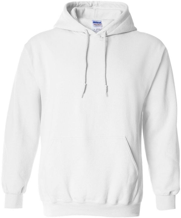 Am image of a Custom Gildan Heavy Blend Hooded Sweatshirt in White!