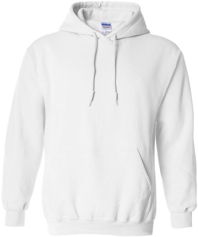 Am image of a Custom Gildan Heavy Blend Hooded Sweatshirt in White!