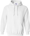 Am image of a Custom Gildan Heavy Blend Hooded Sweatshirt in White!
