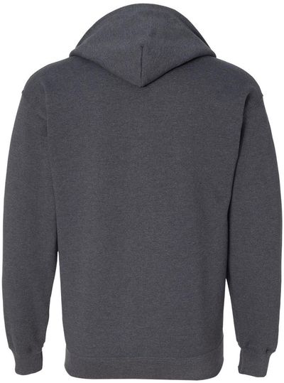 Am image of a Custom Gildan Heavy Blend Full Zip Hooded Sweatshirt in Dark Heather!