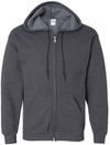 Am image of a Custom Gildan Heavy Blend Full Zip Hooded Sweatshirt in Dark Heather!