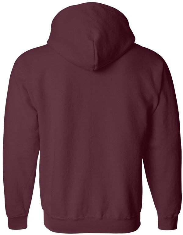 Am image of a Custom Gildan Heavy Blend Full Zip Hooded Sweatshirt in Maroon!