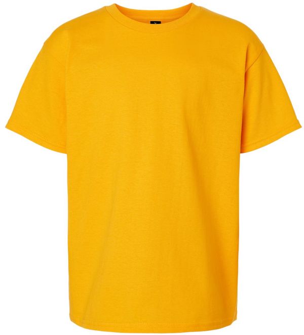 Am image of a Custom Gildan Ultra Cotton Youth T Shirt in Gold!