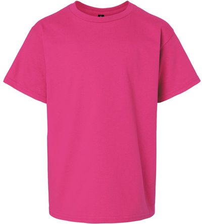 Am image of a Custom Gildan Ultra Cotton Youth T Shirt in Heliconia!