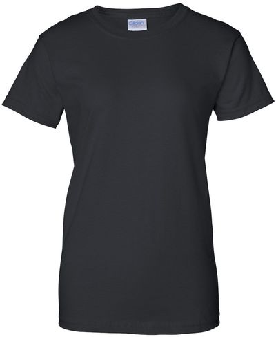 Am image of a Custom Gildan Ultra Cotton Ladies TShirt in Black!