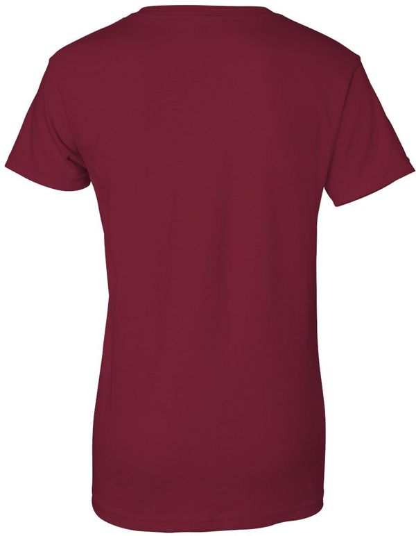 Am image of a Custom Gildan Ultra Cotton Ladies TShirt in Cardinal Red!
