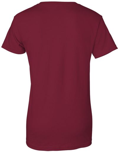 Am image of a Custom Gildan Ultra Cotton Ladies TShirt in Cardinal Red!
