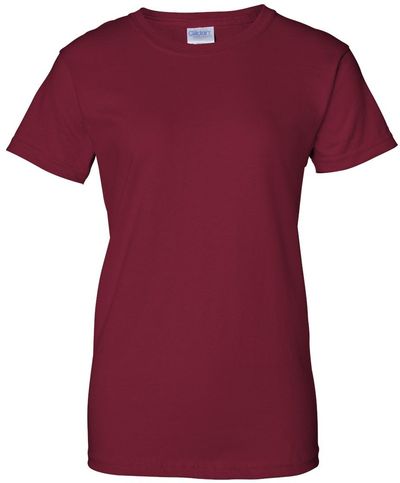 Am image of a Custom Gildan Ultra Cotton Ladies TShirt in Cardinal Red!