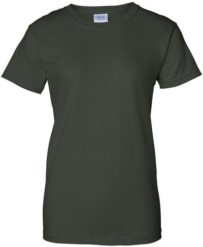 Am image of a Custom Gildan Ultra Cotton Ladies TShirt in Forest Green!
