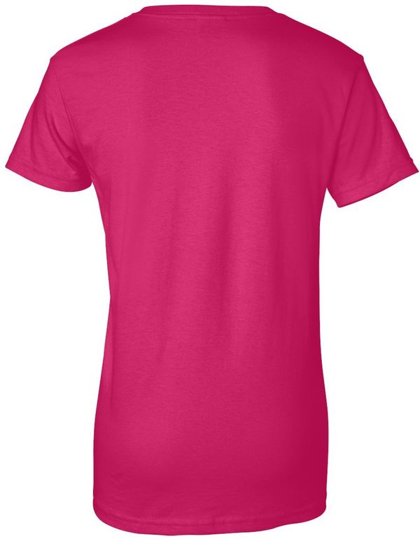Am image of a Custom Gildan Ultra Cotton Ladies TShirt in Heliconia!