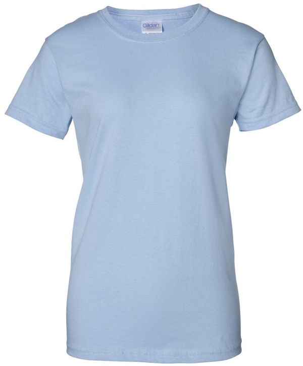 Am image of a Custom Gildan Ultra Cotton Ladies TShirt in Light Blue!