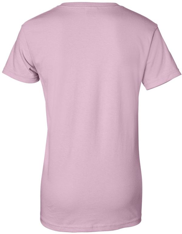 Am image of a Custom Gildan Ultra Cotton Ladies TShirt in Light Pink!