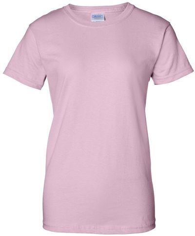 Am image of a Custom Gildan Ultra Cotton Ladies TShirt in Light Pink!