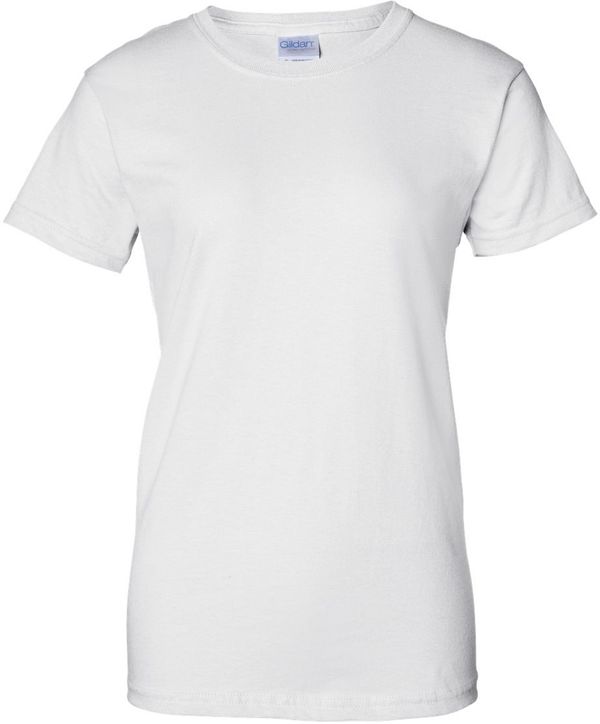 Am image of a Custom Gildan Ultra Cotton Ladies TShirt in White!