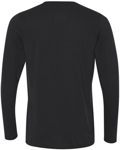 Am image of a Custom Gildan Performance Long Sleeve T Shirt in Black!
