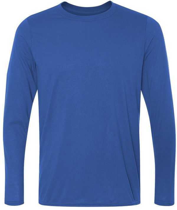 Am image of a Custom Gildan Performance Long Sleeve T Shirt in Royal!