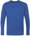 Am image of a Custom Gildan Performance Long Sleeve T Shirt in Royal!