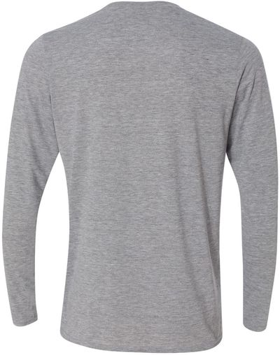 Am image of a Custom Gildan Performance Long Sleeve T Shirt in Sport Grey!