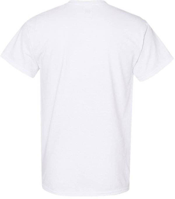 Am image of a Custom GILDAN Heavy Cotton TShirt in White!