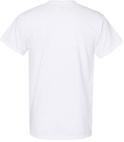 Am image of a Custom GILDAN Heavy Cotton TShirt in White!