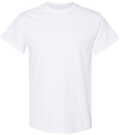 Am image of a Custom GILDAN Heavy Cotton TShirt in White!