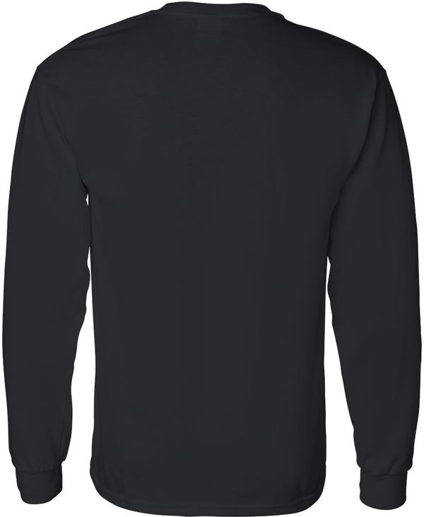 Am image of a Custom Gildan Heavy Cotton Long Sleeve T Shirt in Black!