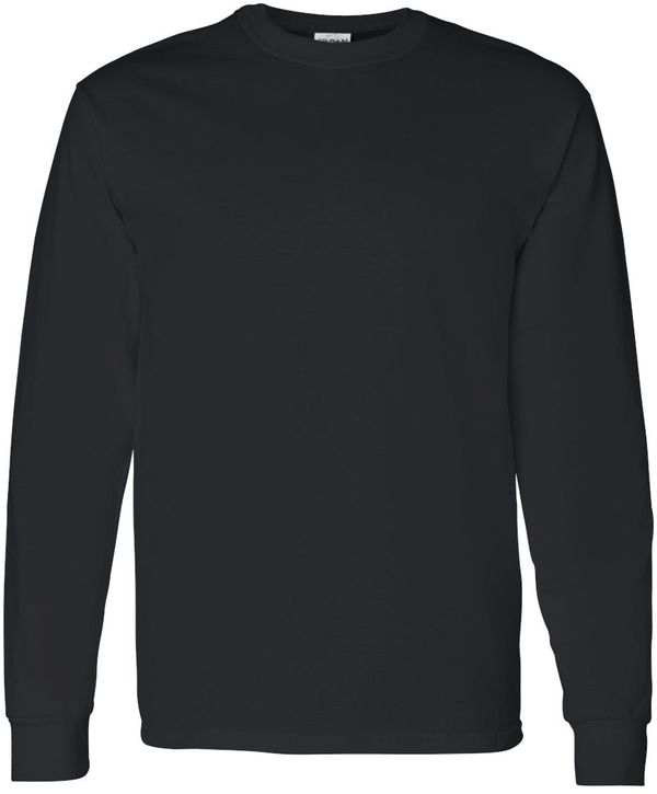 Am image of a Custom Gildan Heavy Cotton Long Sleeve T Shirt in Black!