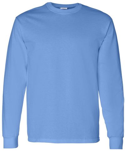Am image of a Custom Gildan Heavy Cotton Long Sleeve T Shirt in Carolina Blue!