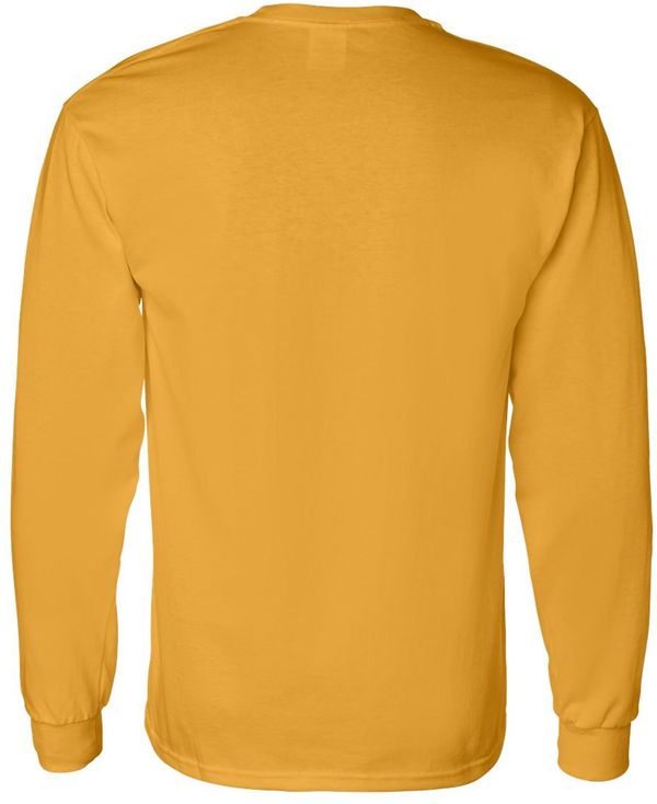 Am image of a Custom Gildan Heavy Cotton Long Sleeve T Shirt in Gold!