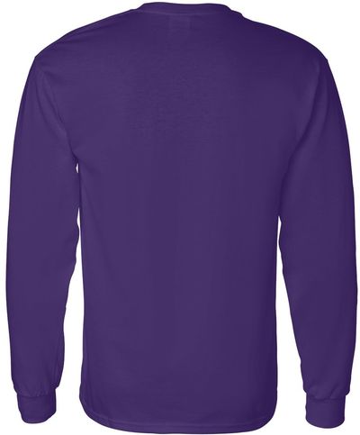 Am image of a Custom Gildan Heavy Cotton Long Sleeve T Shirt in Purple!