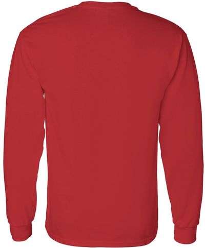 Am image of a Custom Gildan Heavy Cotton Long Sleeve T Shirt in Red!