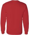 Am image of a Custom Gildan Heavy Cotton Long Sleeve T Shirt in Red!