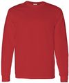 Am image of a Custom Gildan Heavy Cotton Long Sleeve T Shirt in Red!