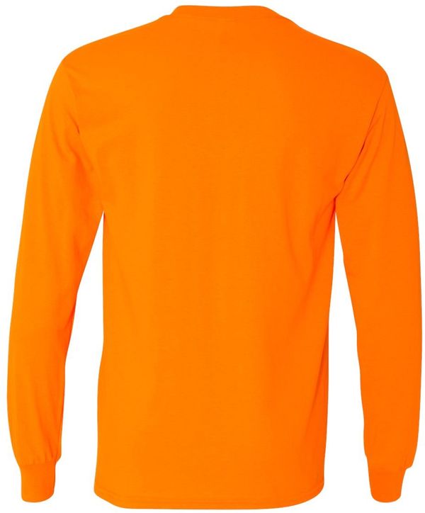 Am image of a Custom Gildan Heavy Cotton Long Sleeve T Shirt in Safety Orange!