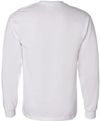 Am image of a Custom Gildan Heavy Cotton Long Sleeve T Shirt in White!