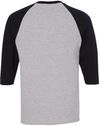 Am image of a Custom Gildan Heavy Cotton Raglan Three Quarter Sleeve TShirt in Sport Grey/Black!