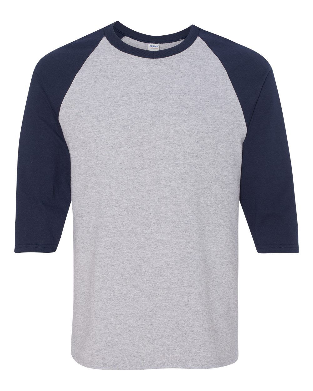Gildan Heavy Cotton Raglan Three Quarter Sleeve TShirt in Sport Grey/Navy