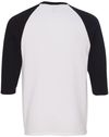 Am image of a Custom Gildan Heavy Cotton Raglan Three Quarter Sleeve TShirt in White/Black!