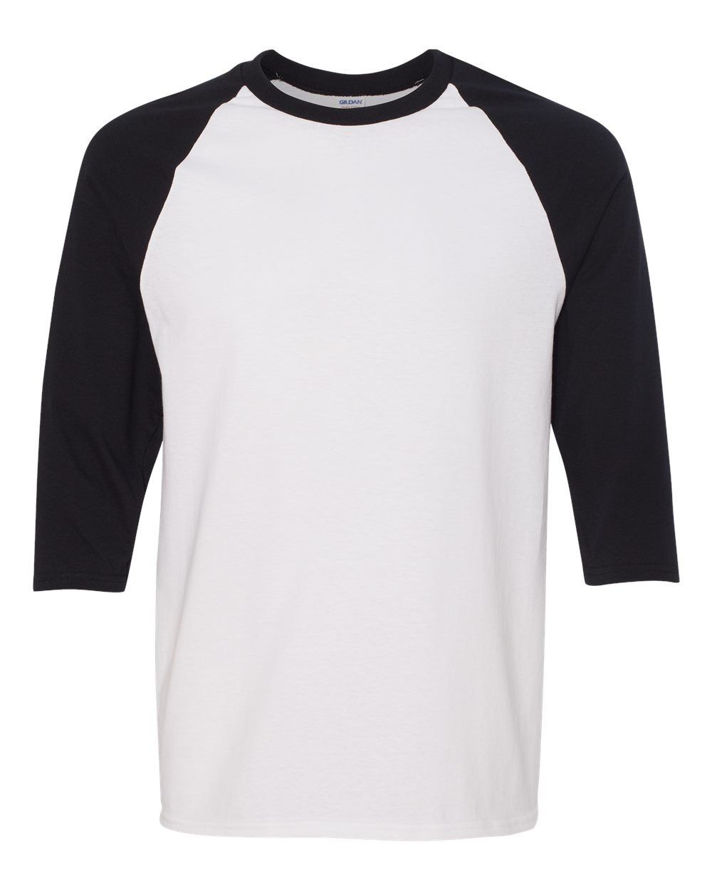 Gildan Heavy Cotton Raglan Three Quarter Sleeve TShirt in White/Black