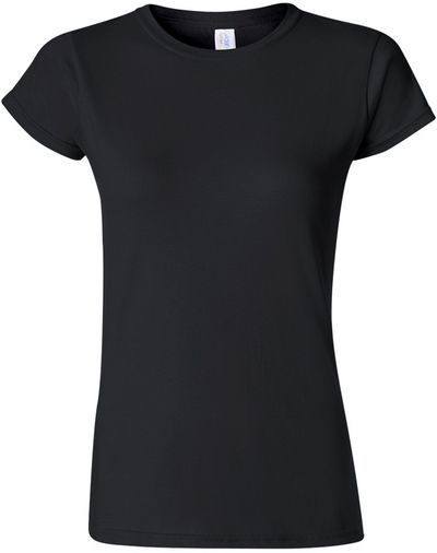 Am image of a Custom Gildan Softstyle Women's T Shirt in Black!