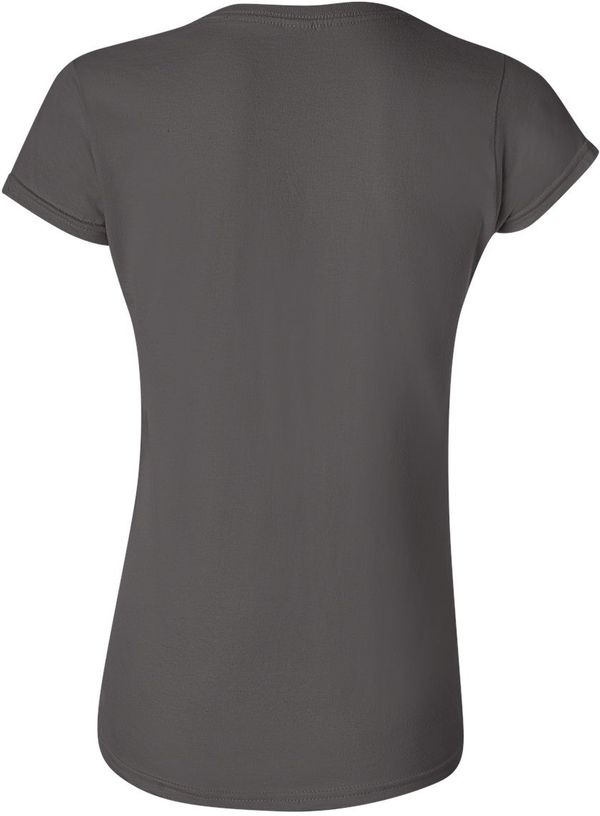 Am image of a Custom Gildan Softstyle Women's T Shirt in Charcoal!