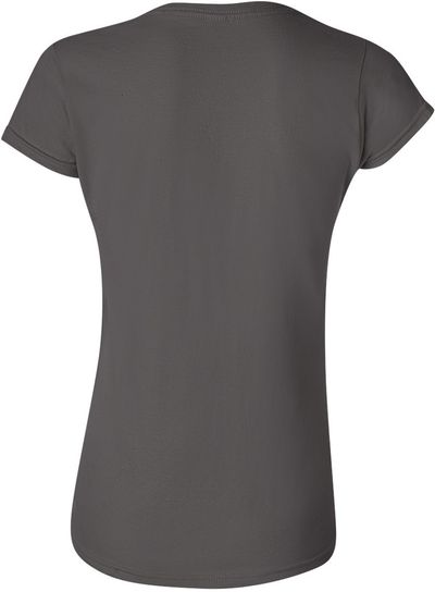 Am image of a Custom Gildan Softstyle Women's T Shirt in Charcoal!