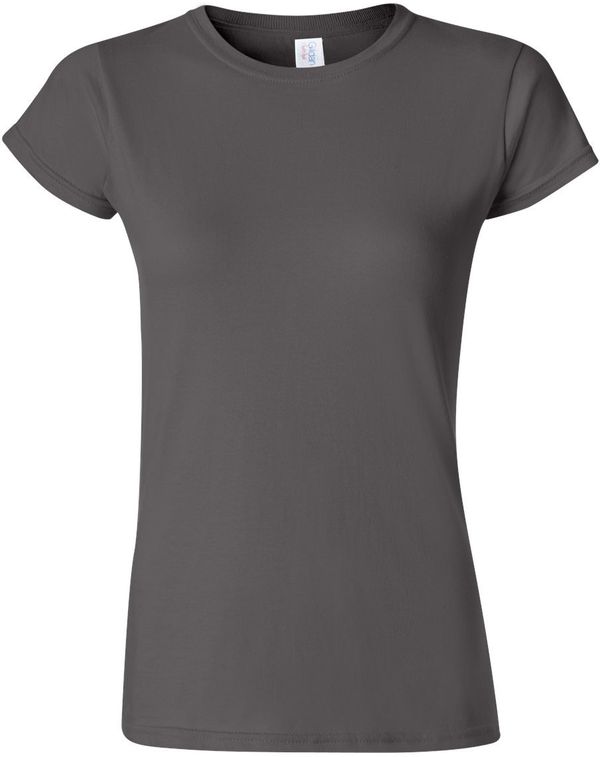 Am image of a Custom Gildan Softstyle Women's T Shirt in Charcoal!