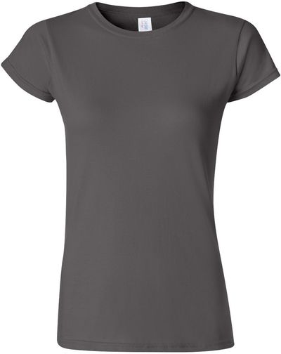 Am image of a Custom Gildan Softstyle Women's T Shirt in Charcoal!