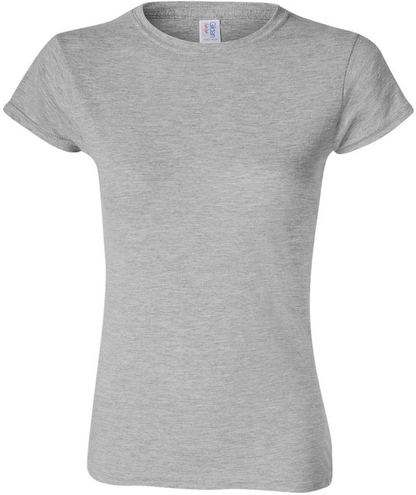 Am image of a Custom Gildan Softstyle Women's T Shirt in Sport Grey!